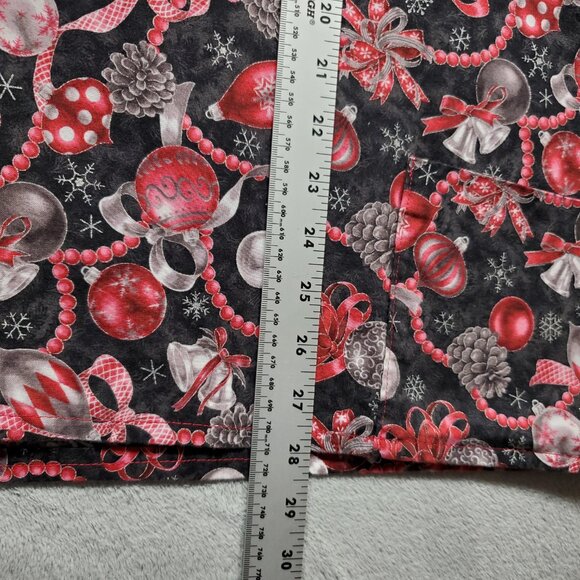 Handmade Vneck Scrub Top Christmas Decoration Theme Red White Silver Black Sz L - Picture 9 of 9